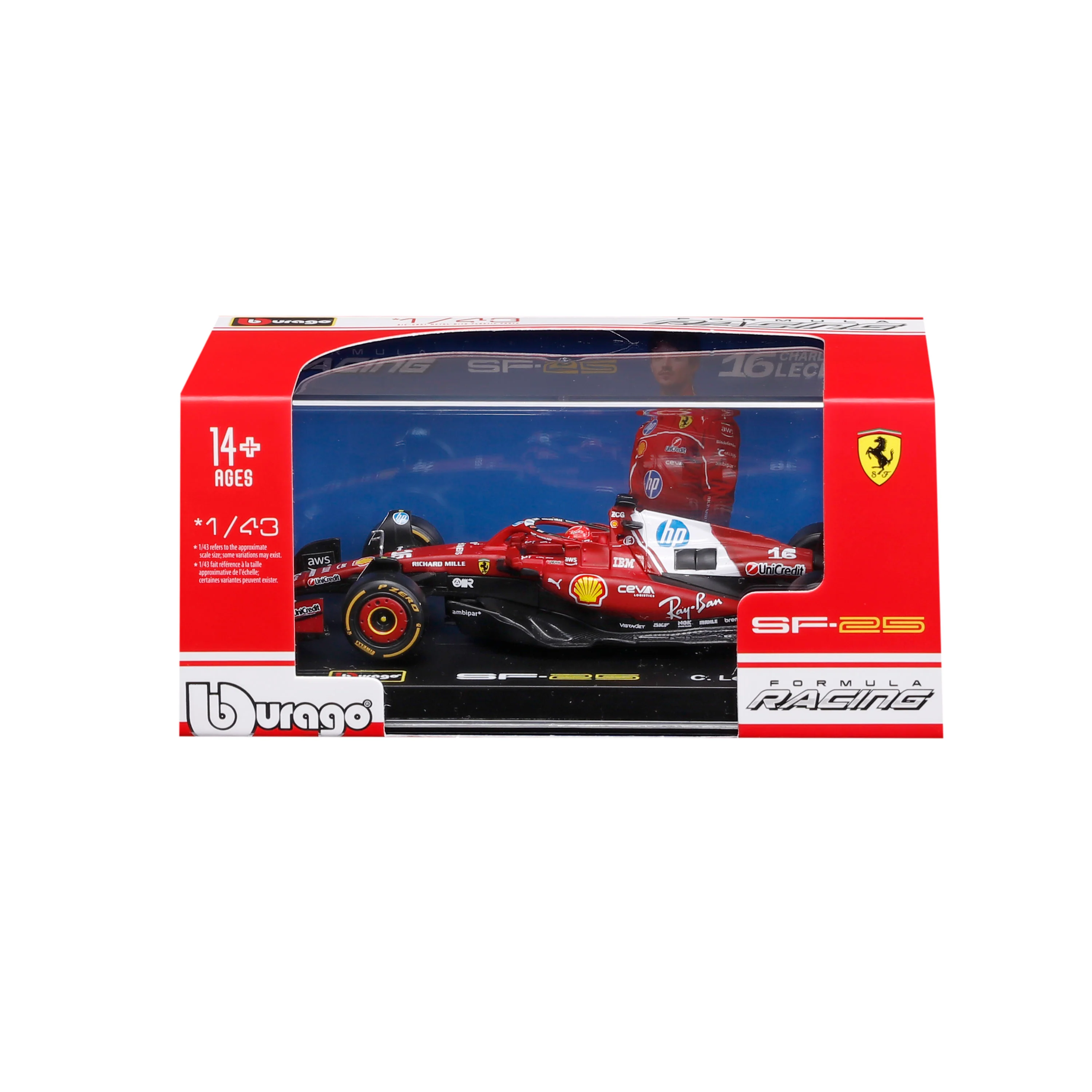 Ferrari SF-25 Charles Leclerc #16 F1 2025 – 1:43 Diecast Model with Display Case - Image 2
