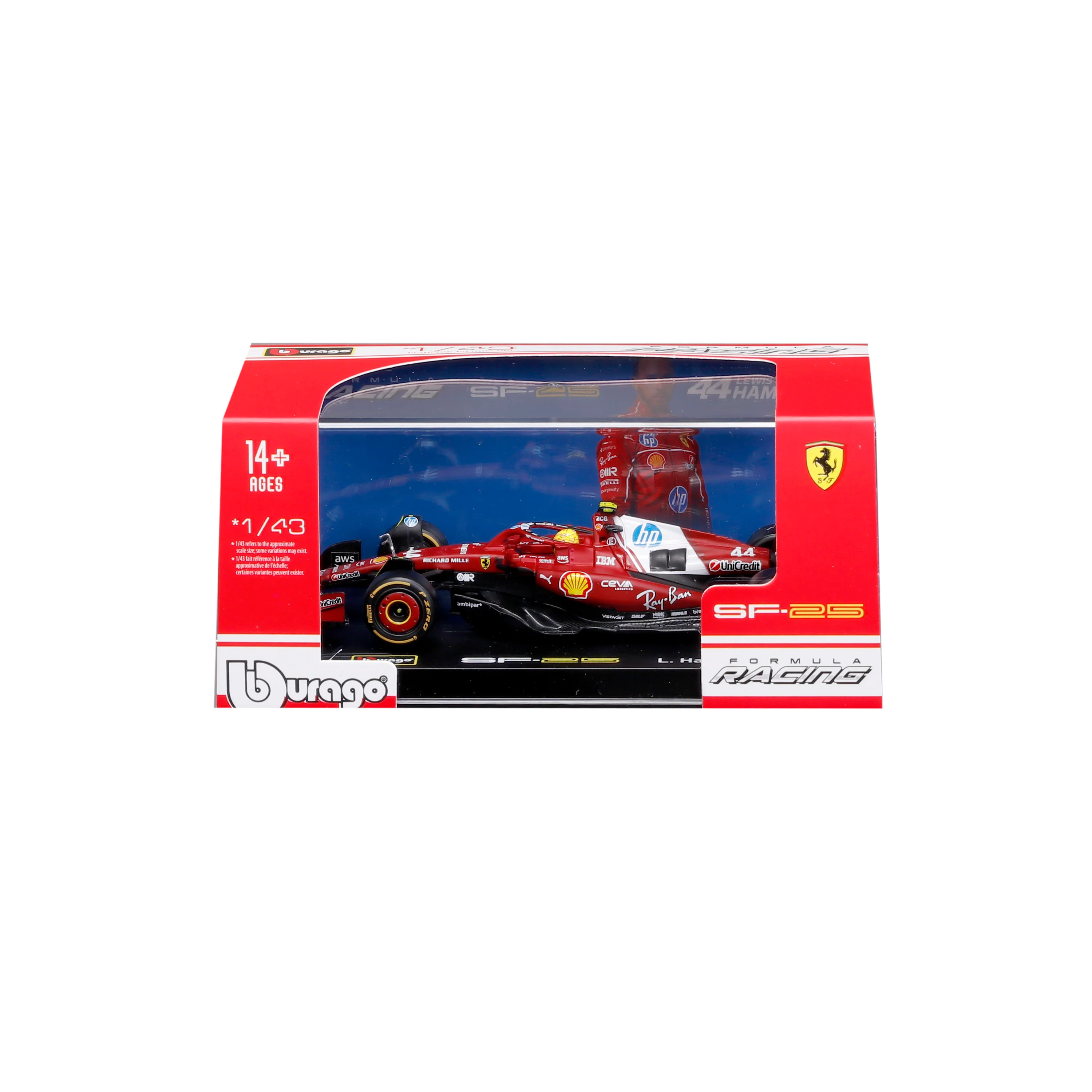 Ferrari SF-25 Lewis Hamilton #44 F1 2025 – 1:43 Diecast Model with Display Case - Image 2