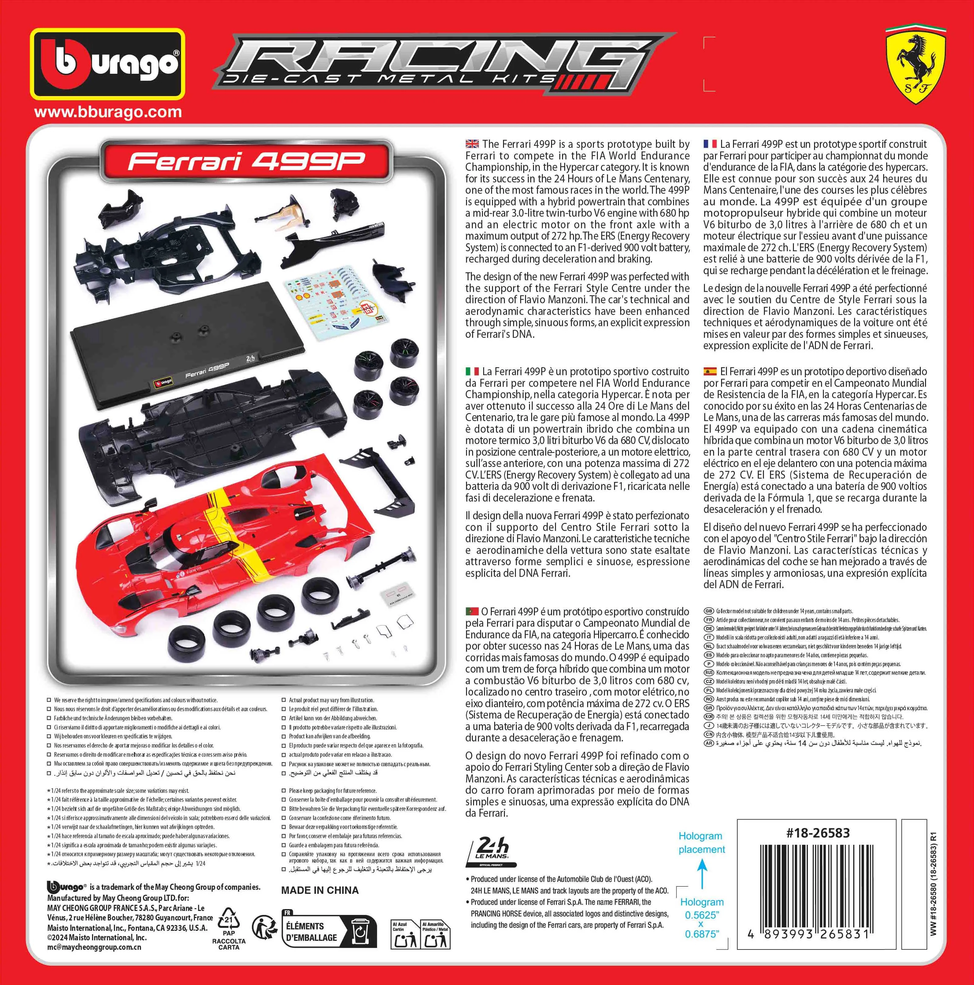 Model Kit Ferrari 499P #51 24h Le Mans Champion 2023 – 1:24 Scale - Image 13