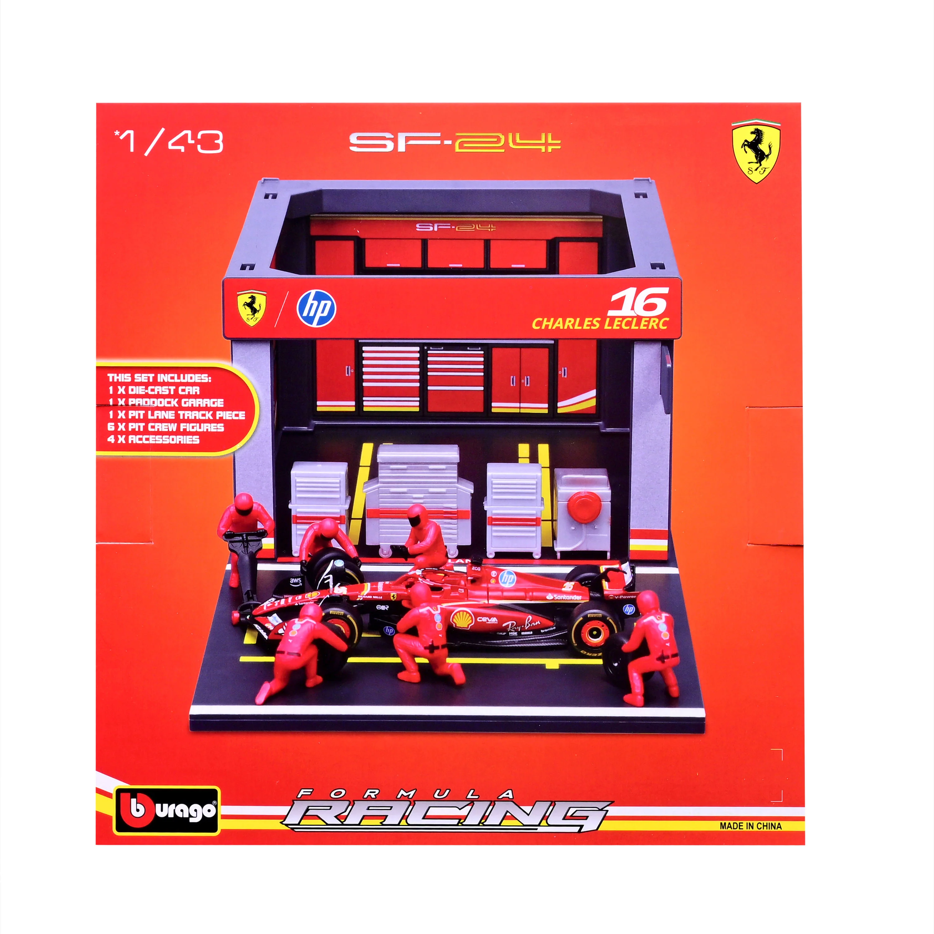 Pit Stop Ferrari with SF-24 #16 Charles Leclerc Diecast Model 1:43 F1 2024 - Image 9