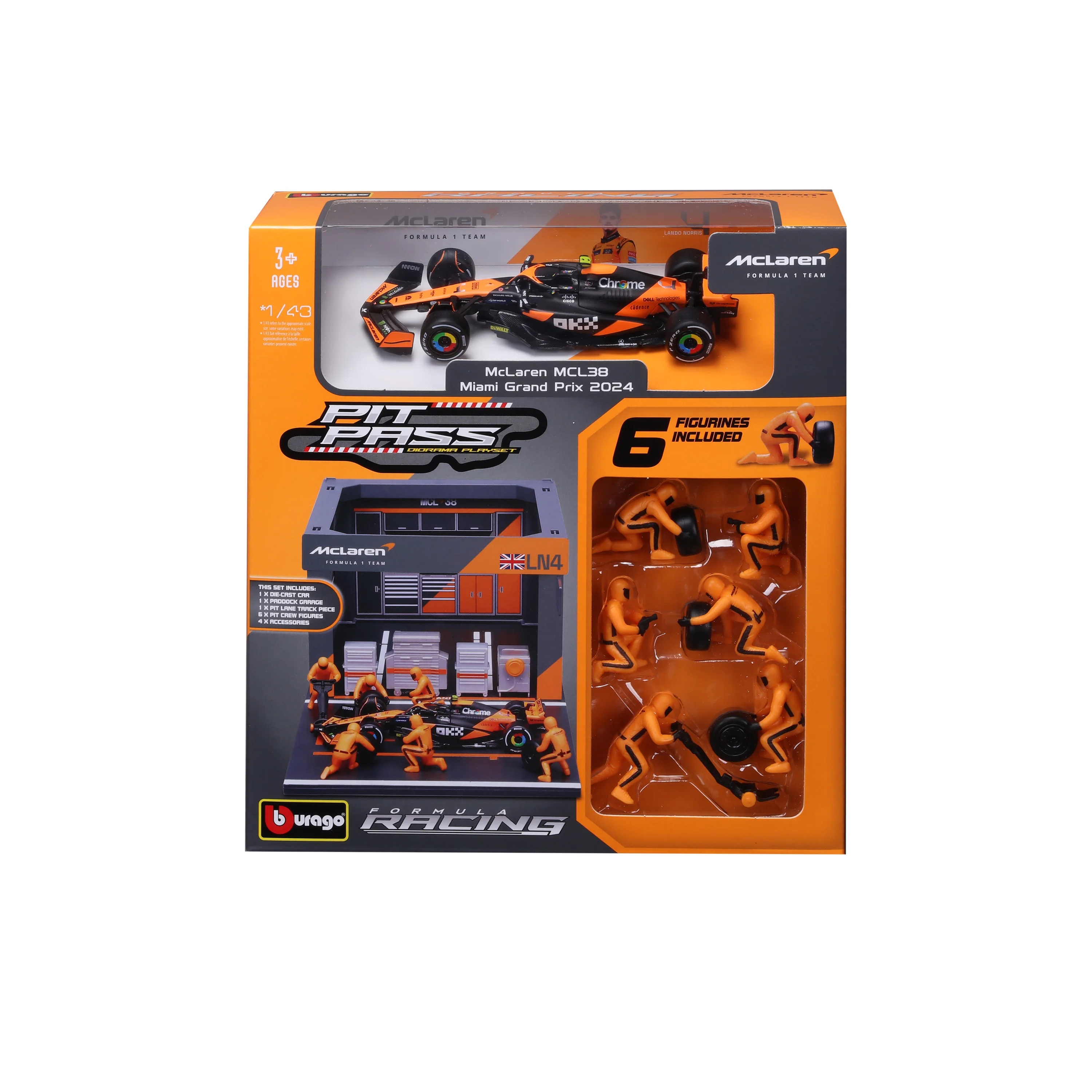Pit Stop McLaren with MCL38 #4 Lando Norris Diecast Model 1:43 F1 2024 - Image 5