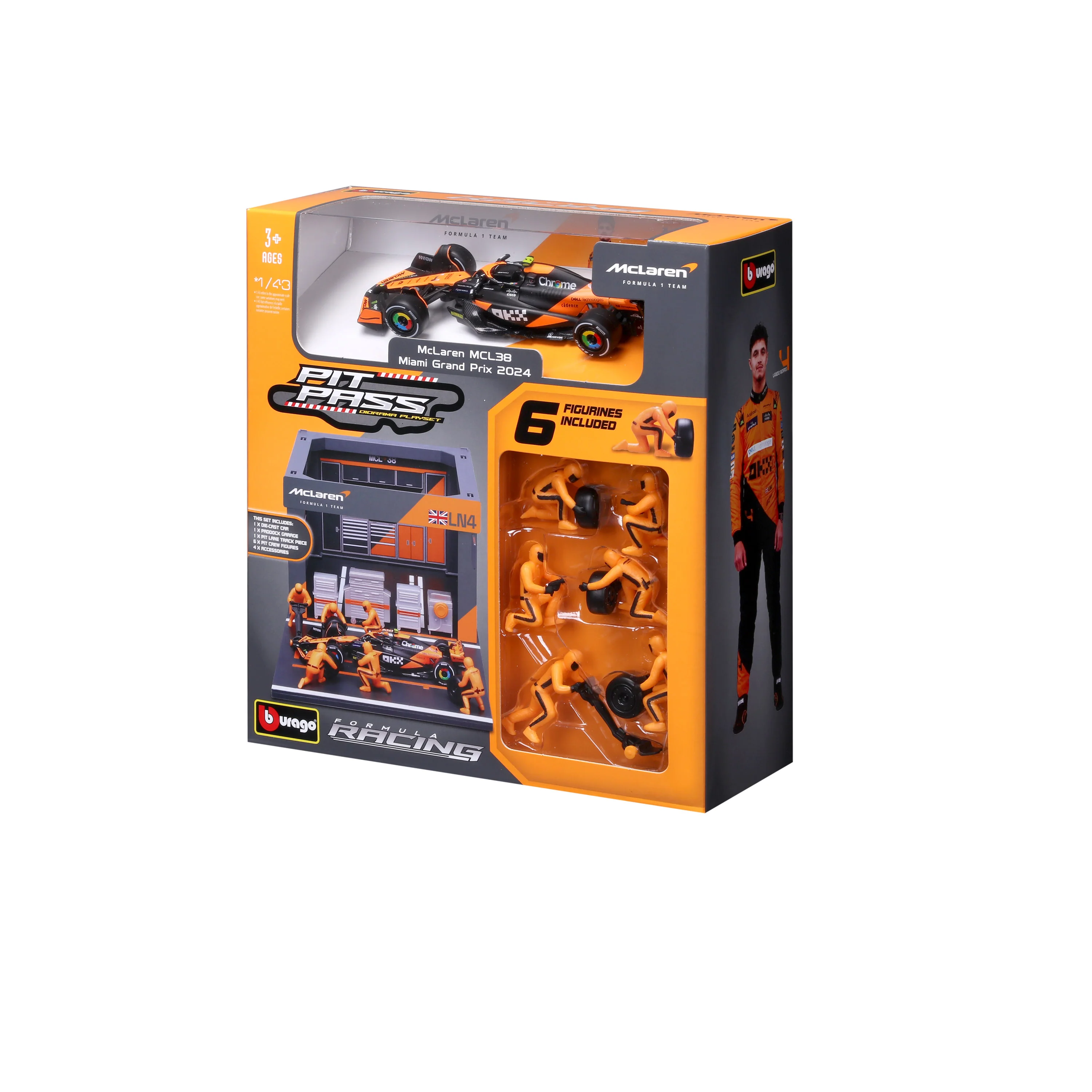 Pit Stop McLaren with MCL38 #4 Lando Norris Diecast Model 1:43 F1 2024 - Image 6