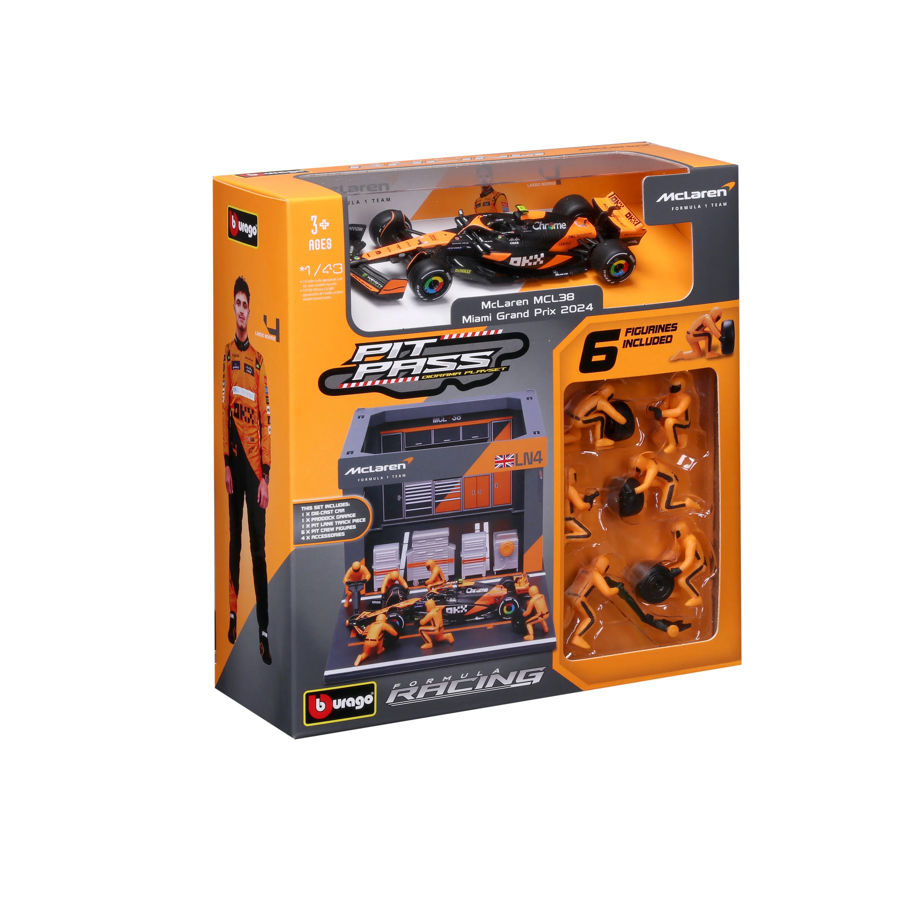 Pit Stop McLaren with MCL38 #4 Lando Norris Diecast Model 1:43 F1 2024 - Image 7