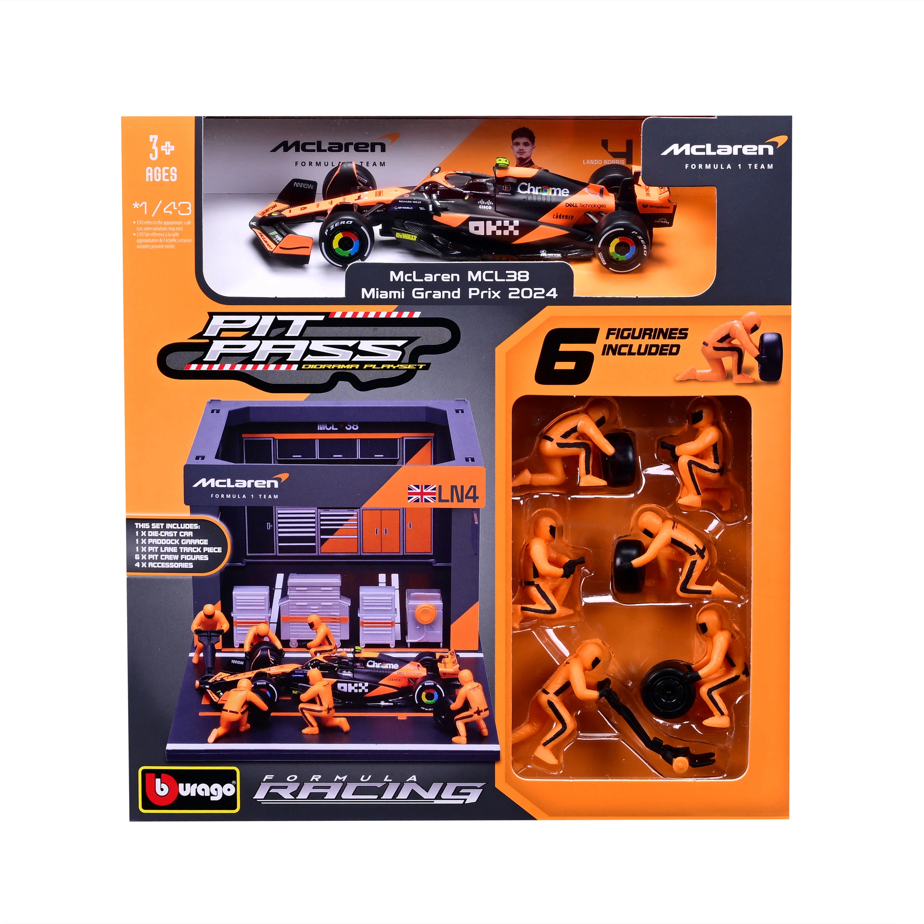 Pit Stop McLaren with MCL38 #4 Lando Norris Diecast Model 1:43 F1 2024 - Image 8