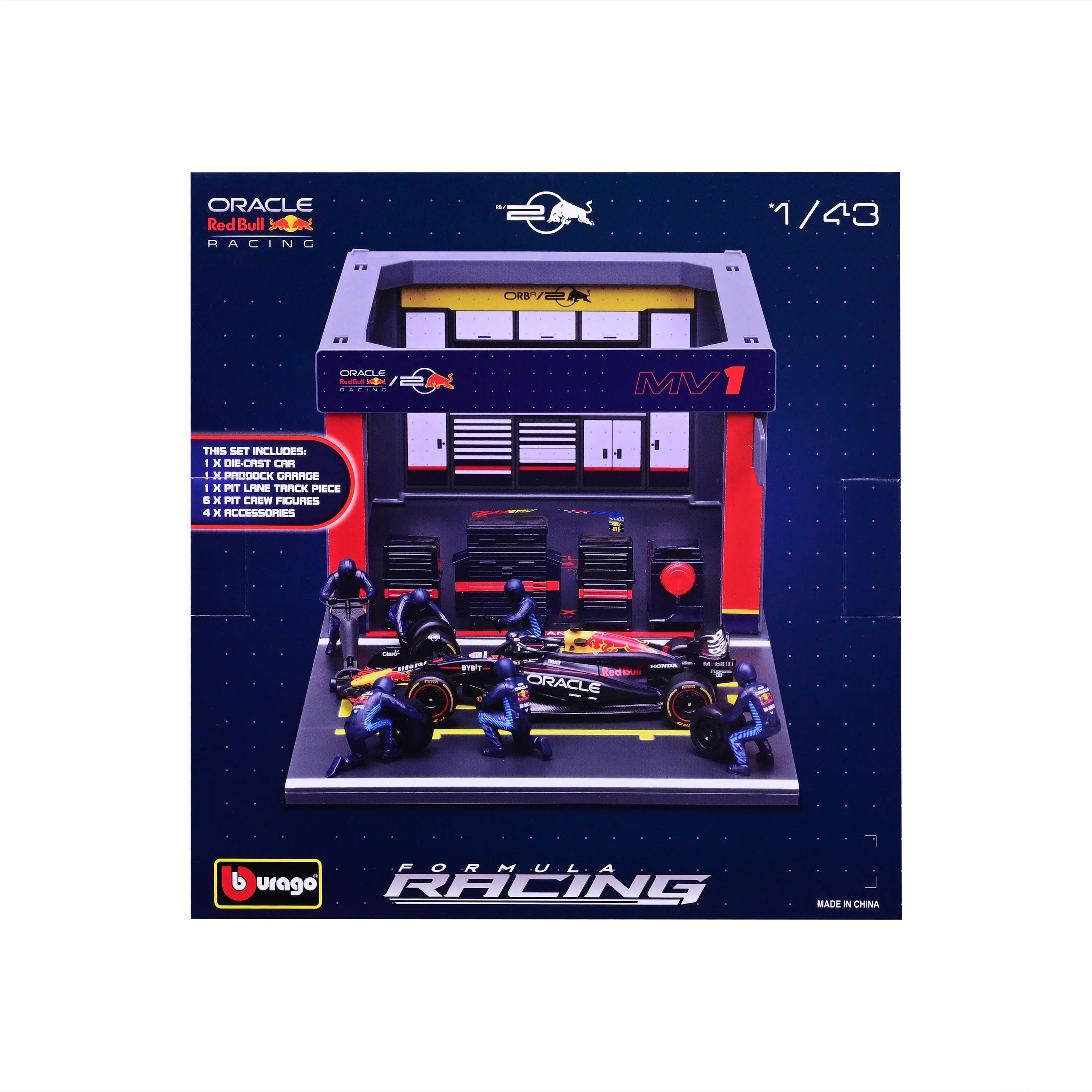 Red Bull Pit Stop with RB20 #1 Max Verstappen Diecast Model 1:43 F1 2024 - Image 6